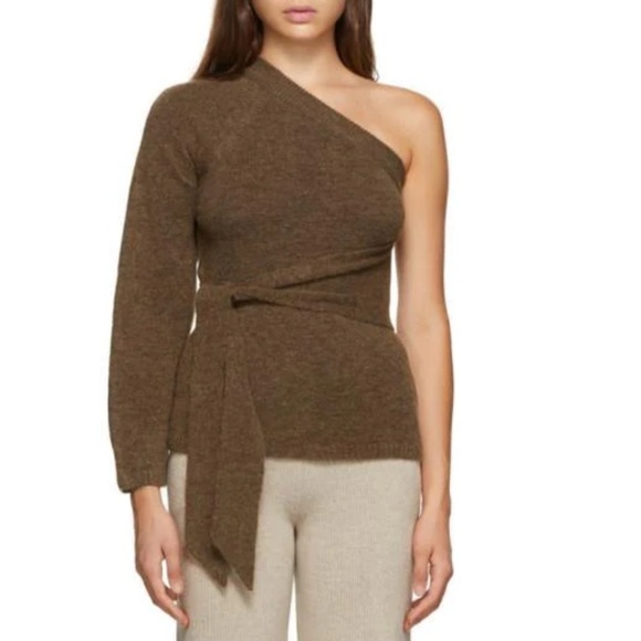 Nanushka Cleto Brown One- Shoulder Alpaca Blend Sweater Size Small - Picture 5 of 10
